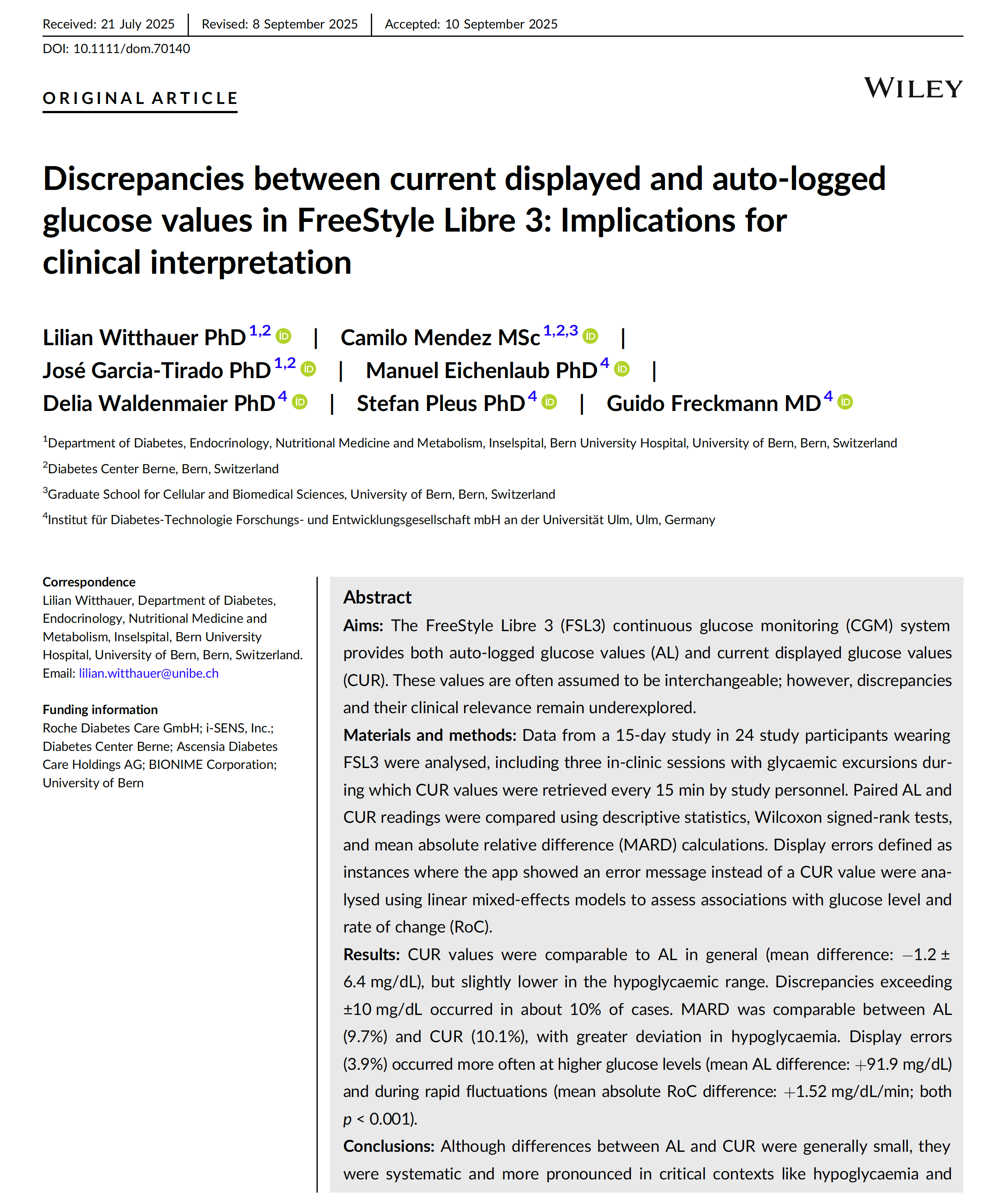 image from Discrepancies between current displayed and auto-logged glucose values in FreeStyle Libre 3: Implications for clinical interpretation